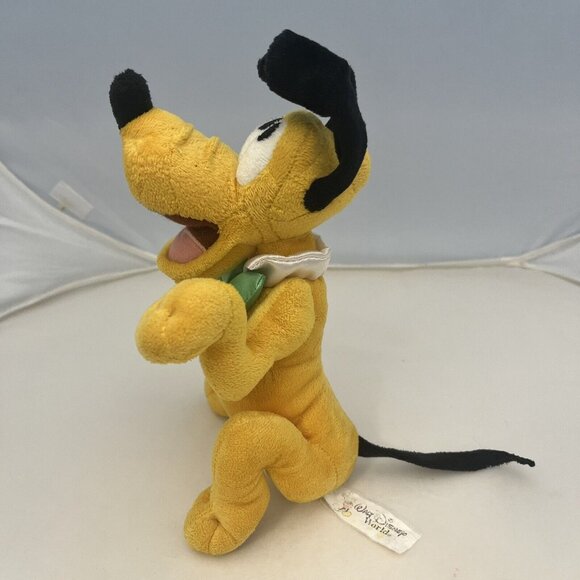 Walt Disney World Pluto Plush Stuffed Animal Green Bow Tie Castle Stamp On Paw - Picture 6 of 16